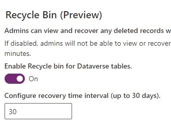 Dataverse Recycle Bin